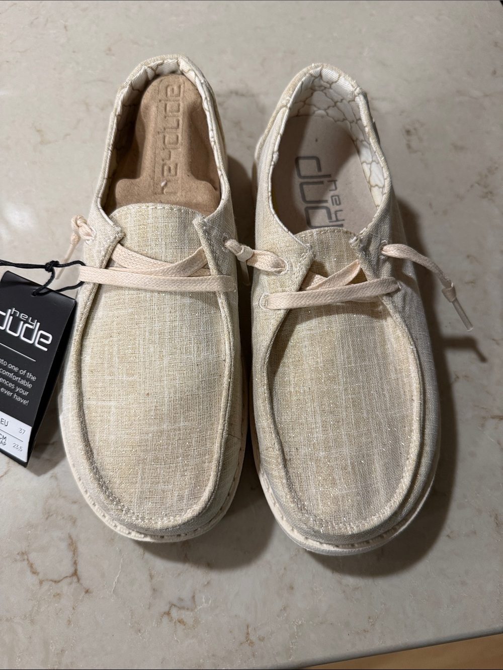 Hey Dude Wendy Sparkling Gold Slip-On Comfort Shoes - brand new